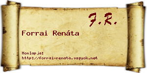 Forrai Renáta névjegykártya